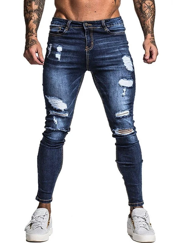 Ripped Design Casual Zipper Jeans